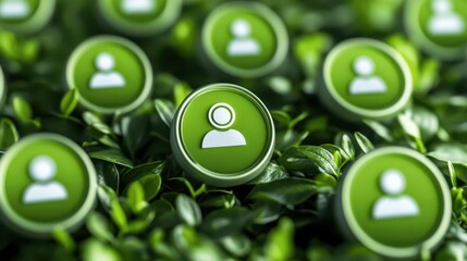 Vibrant green social media icons, symbolizing connection, communication and community in the digital age