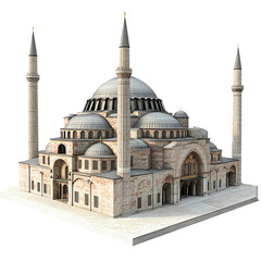 Fototapeta premium architectural rendering of a grand mosque isolated on a white background