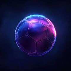 Fototapeta premium Colorful Futuristic Soccer Ball with Neon Glow and Dark Background