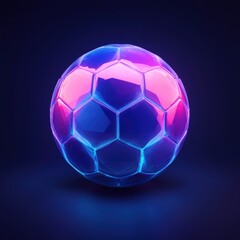 Fototapeta premium Colorful Abstract Soccer Ball with Neon Glow Effects on Black Background