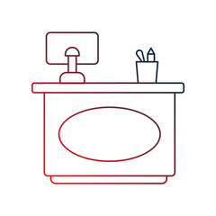 Desk gradient outline icon with white background vector stock illustration
