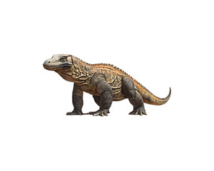 Obraz premium A Komodo dragon, isolated on a black background.