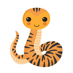 Fototapeta premium Adorable cute simple cartoon baby snake character. Cute Chinese New Year 2025 zodiac sign illustration for children