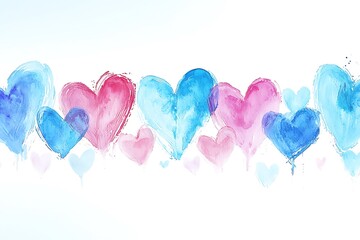 Valentine's day love celebration watercolor style heart patterns artistic design soft colors