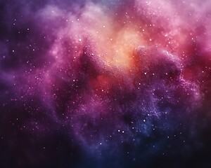 Naklejka premium Cosmic nebula with vibrant purple, pink, and orange hues.
