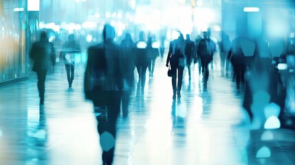 Blurred Background of Businesspeople Working in Modern Environment