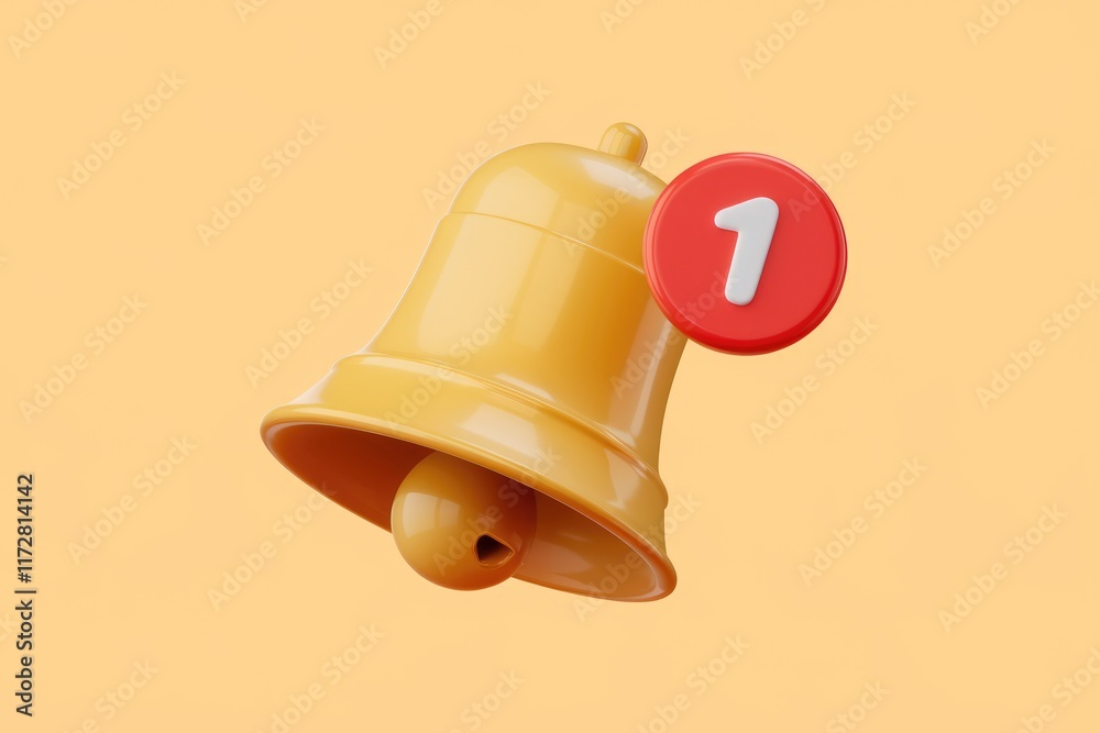 Poster A yellow bell with a red notification badge showing one new notification.