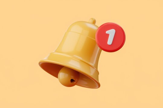 A yellow bell with a red notification badge showing one new notification.