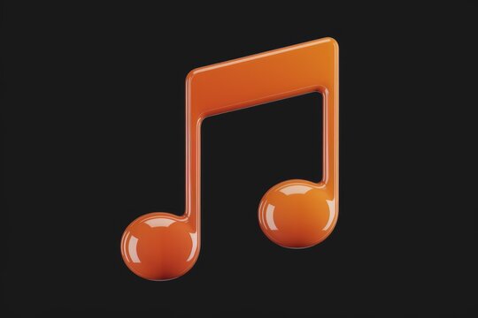 An orange 3D music note on a transparent background.