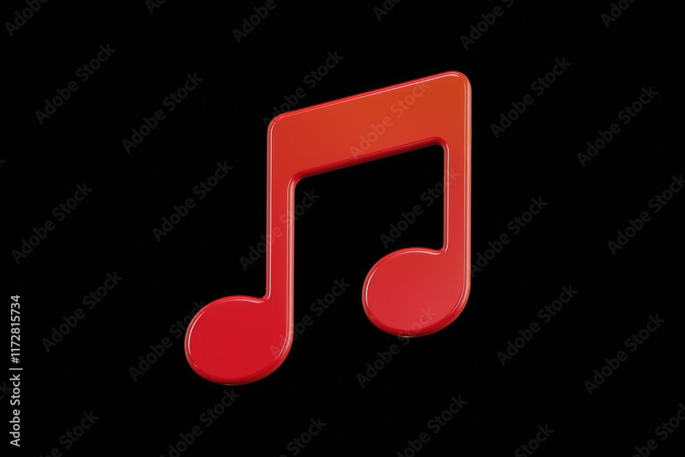 Poster a red music note icon on a transparent background