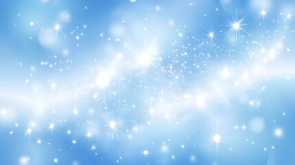 Fototapeta premium A mesmerizing blue background infused with sparkling stars and radiant light effects.