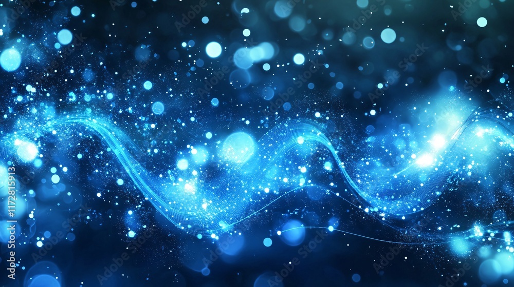 Wall mural a mesmerizing swirl of blue lights and sparkles, creating an abstract background full of depth and m