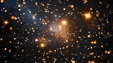 Obraz premium An abstract celestial scene featuring twinkling stars and luminous particles against a dark backdrop.