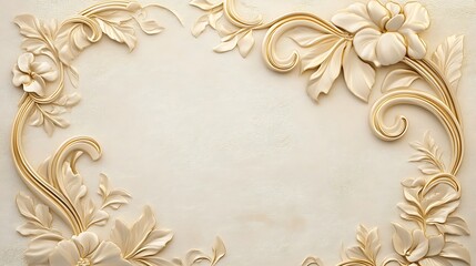 Elegant Cream Floral Frame Design Background