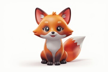Obraz premium Cute cartoon fox with big eyes and a fluffy tail.