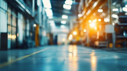 Fototapeta premium Blurred Background of a Modern Manufacturing Factory Interior