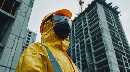 Professional in Protective Gear Overseeing Large Scale Project