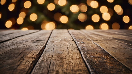 Obraz premium wooden table with a lights decoration