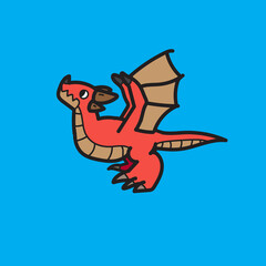 drawing of cute red dragon