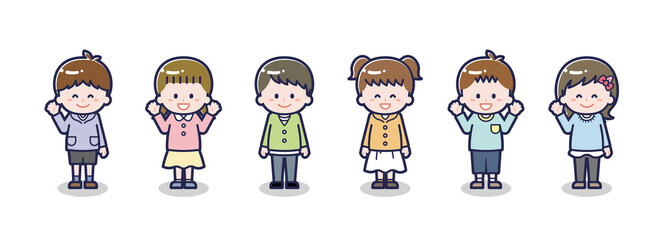 いろいろな人物セット_笑顔_男児と女児