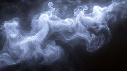 Obraz premium Abstract blue smoke swirls on black background.