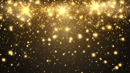 A captivating display of shimmering golden sparkles against a deep black background.