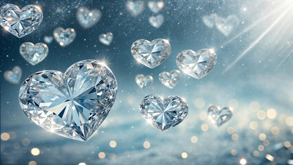 Fototapeta premium crystal hearts as background