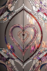 Fototapeta premium Intricate Purple Heart Stained Glass Window Hanging