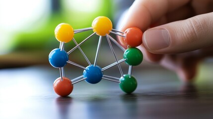 Obraz premium Colorful Abstract Nodes Connected in an Interconnected Structure