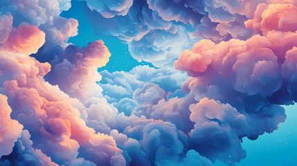 Whimsical Cloudscape with Overlapping Fluffy Clouds – Serene Sky