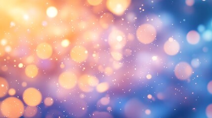Obraz premium A dreamy blend of soft golden and blue bokeh lights creates a mesmerizing and tranquil atmosphere.
