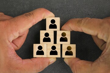 hierarchical arrangement of groups or teamwork. Human resources, corporate hierarchy concept and...