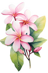 pink frangipani flower isolated watercolor