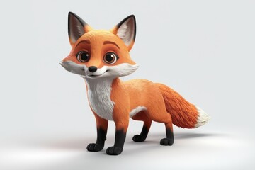 Obraz premium A cute cartoon fox stands on a white background.