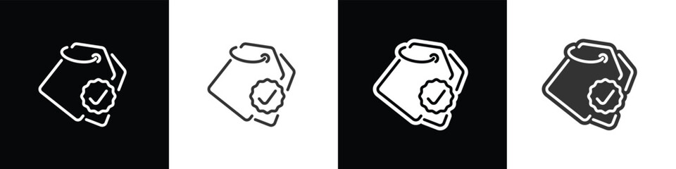 Price tags with checklist icon set. Sale tag icon set. Discount tag icon in flat and line style. Price tag vector illustration in black white and transparent background. Eps10