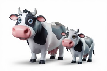 Two cartoon cows standing side by side looking at the camera