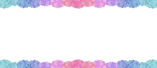 紫陽花の上下フレームベクターイラスト素材 枠 コピースペース テキストスペース あじさい 梅雨 6月