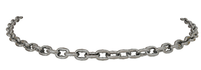 Metallic Chain Flow: 3D render of a metallic chain flowing gracefully, isolated on a transparent background.
