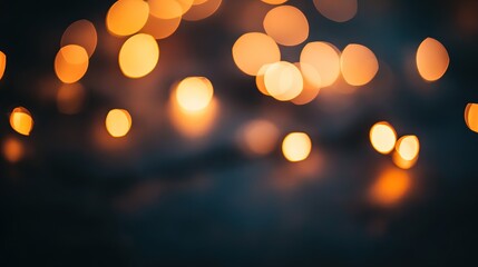 Abstract bokeh lights, glowing circles, dark background.