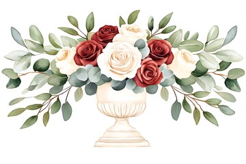 Fototapeta premium Valentine's day love roses bouquet watercolor style floral art romantic theme