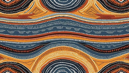 Abstract Aboriginal Inspired Pattern Design Featuring Waves and Dots