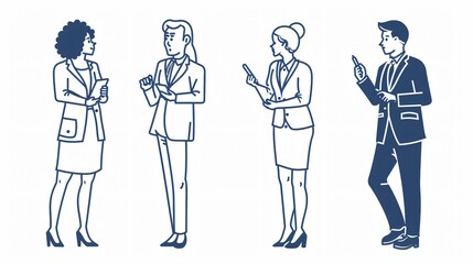 Four Abstract Outline Vector Illustrations: Creative and Modern Design Elements