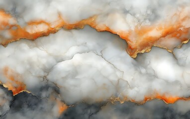 Abstract grey, white, orange marble texture.