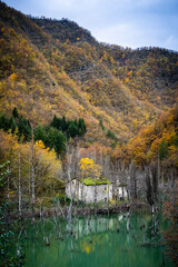 Poggio Baldi lake. Corniolo, Santa Sofia, Forli, Emilia Romagna, Italy, Europe.