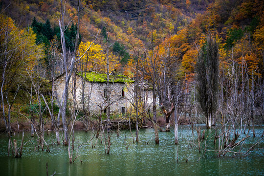 Poggio Baldi lake. Corniolo, Santa Sofia, Forli, Emilia Romagna, Italy, Europe.
