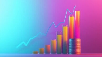 Ascending Colorful Cylinders Representing Financial Growth and Investment Success