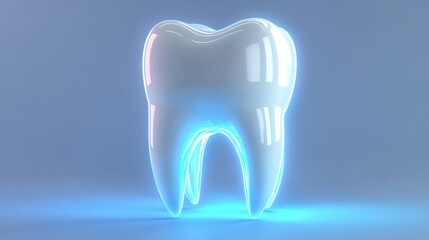 A glowing, stylized tooth illustration representing dental health and hygiene.