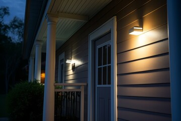 Two modern led wall sconce lights illuminating the exterior of a house at dusk, enhancing safety and curb appeal
