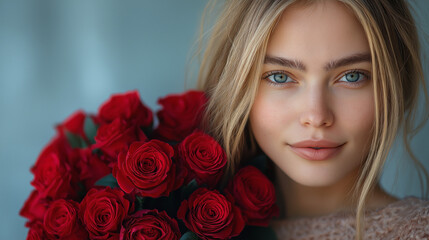 Pretty young female and flowers