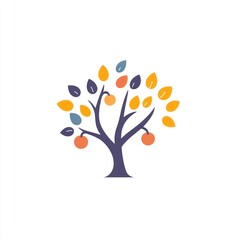 Colorful stylized tree with fruit and leaves